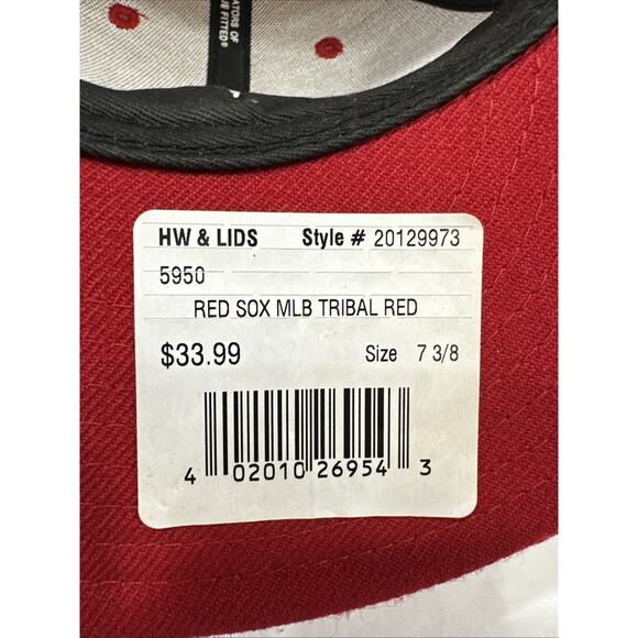 Boston Red Sox Tribal MLB Baseball New Era 59Fifty Fitted Hat 7 3/8 Red Flat Bil - Picture 8 of 8